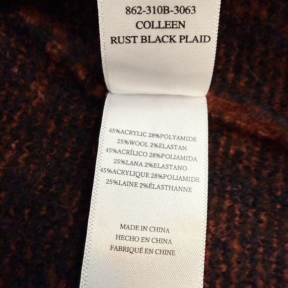 Rails Colleen Rust Black Plaid Wool Blend Sweater Small - Picture 8 of 9